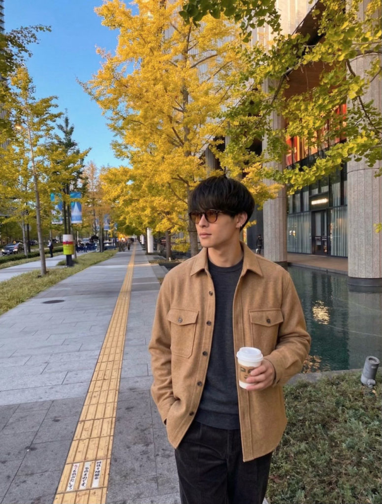 マッチングアプリ用プロフィール写真の撮影事例（男性・屋外・自然な雰囲気）